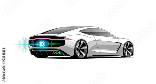 Futuristic Electric Car Side View.