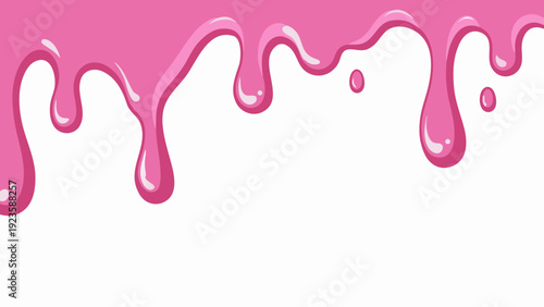 Vibrant pink liquid drips down a white background in a smooth vector illustration of abstract balance concept