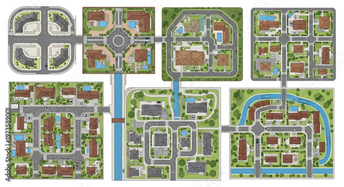 Urban Planning and Infrastructure - A Detailed Aerial View of City Design.