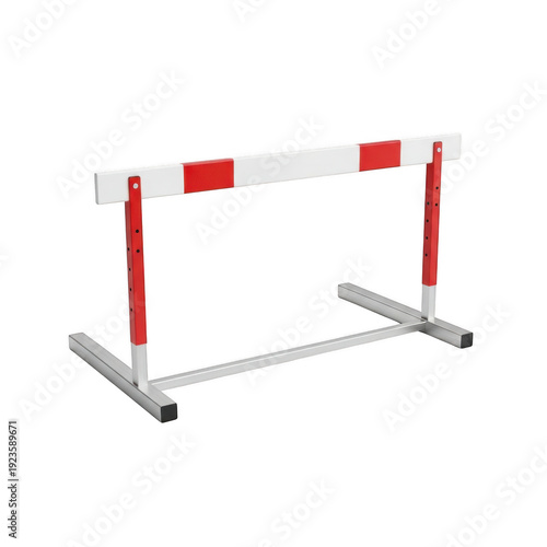 Athletic hurdle with red and white markings isolated on transparent background