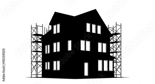 House Under Construction Silhouette Building.
