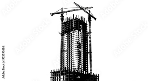 High Voltage Transmission Tower Silhouette.