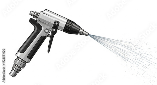 Hose Nozzle Spraying Water.