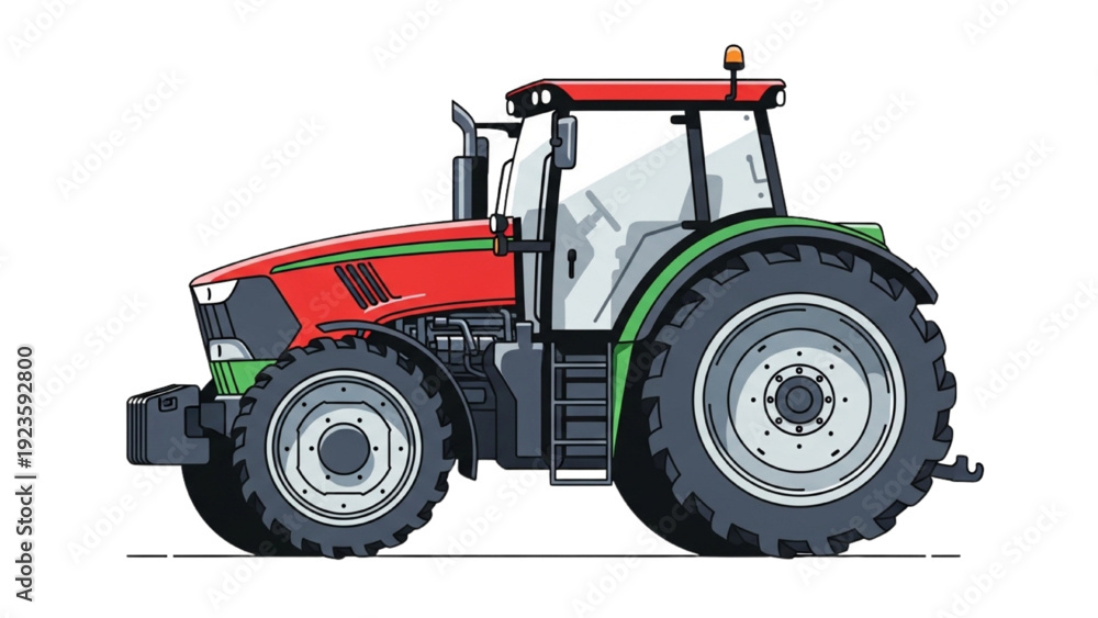 Obraz premium Detailed vehicle autocad blueprint of a modern tractor in a technical illustration from a side viewpoint