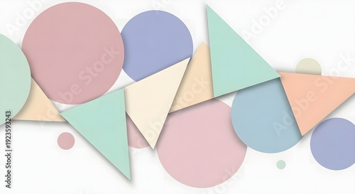 A combination of circles and triangles in pastel tones