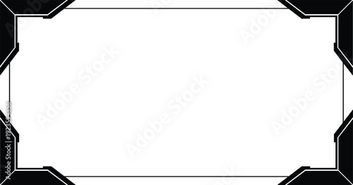 Black and white photo corners frame border design element for album or scrapbook page layout with vector illustration