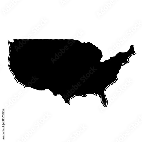 Silhouette of a map of the United States of America
