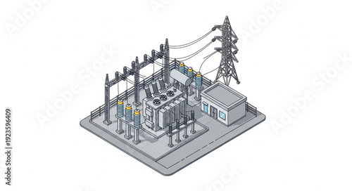 Electrical substation infrastructure and equipment.