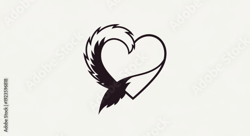 Black bird flying out of heart symbol on white background freedom and love concept