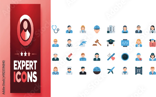 Expert Line Icon Collection Set. Containing advice, competence, expertise, knowledge, skill, specialist, experience and more. Line Vector Illustration.