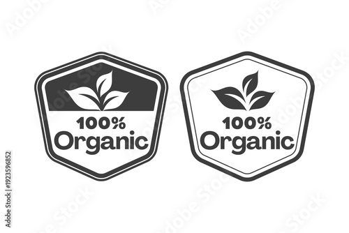 Set 100% Natural and organic Product Vector Icon Circle Sign. Healthy Food Emblem. Organic food Badge.