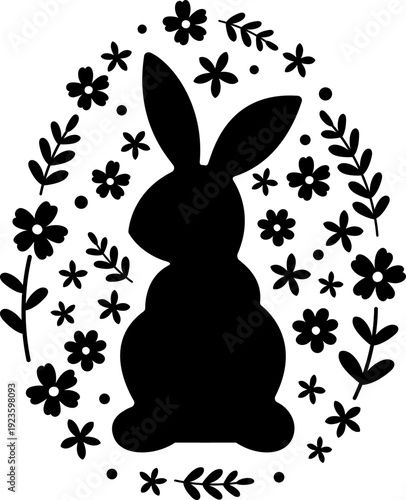 Bunny and Floral Silhouette Easter Egg Vector Set.
Easter Eggs Made of Rabbit and Flower Silhouettes.
Transparent background. SVG.