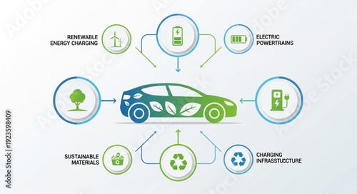 Electric Car Infographic with Eco Icons.