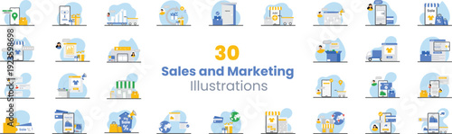 Sales and Marketing Illustration Collection Set
