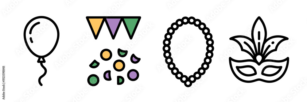 Obraz premium Modern carnival decoration icons – Great for social media assets.