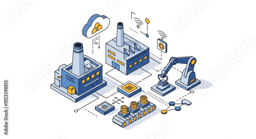 Factory Assembly Line Production Process.