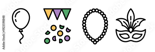 Modern carnival decoration icons – Great for social media assets.