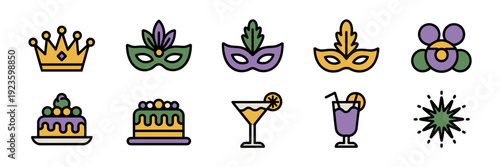 Mardi Gras flat icon resources – Suitable for web ui or graphics.