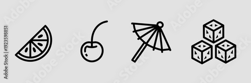 Cocktail garnish icons for Mardi Gras – Perfect for drink menus.