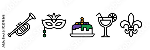 Modern Mardi Gras graphic assets – Suitable for digital design.