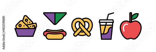 Mardi Gras food menu vector icons – Suitable for catering services.