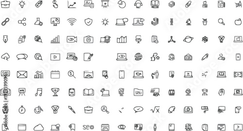Black and white web and mobile icon set collection