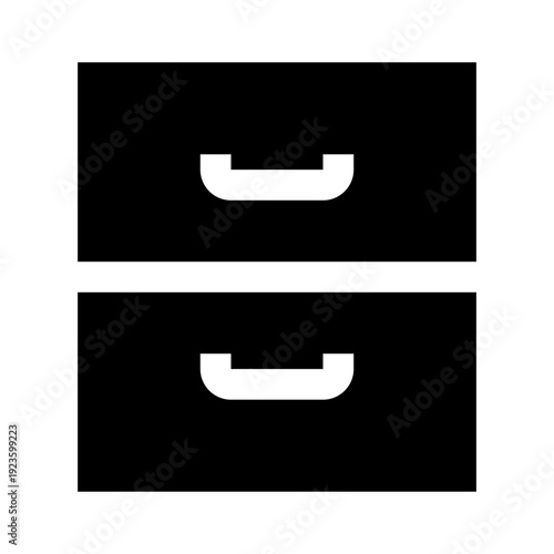 Black vector icon of two stacked drawers.