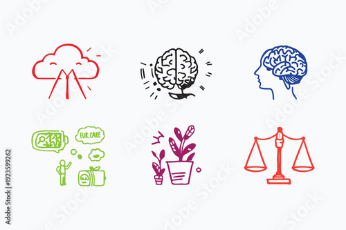 Mental Health Balance Wellness Icons