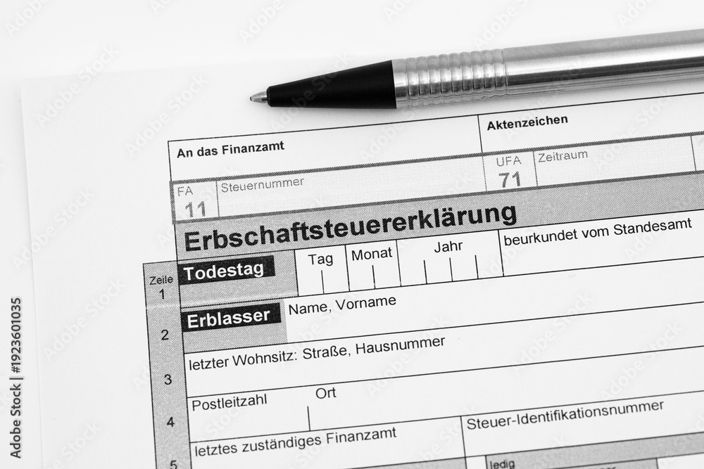 Obraz premium Erbschaftsteuererklärung