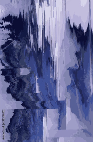 Blue Digital Glitch Background - Abstract Signal Distortion and Pixel Error Texture