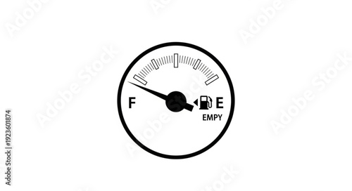 Fuel Gauge Empty Black White.
