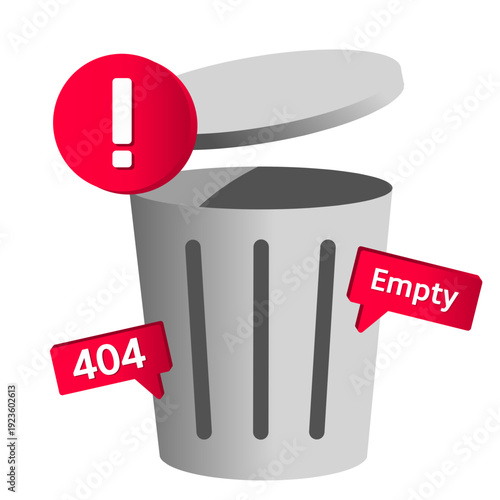 Empty Trash Bin Illustration Delete or No Data Empty State