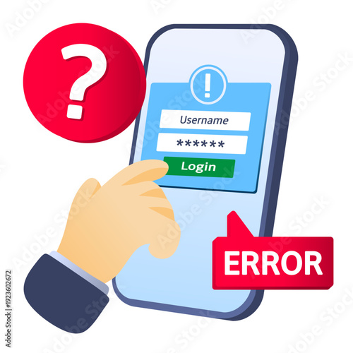 Login Error Authentication Failed Illustration
