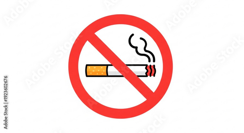 No smoking sign with red circle and line through smoking cigarette