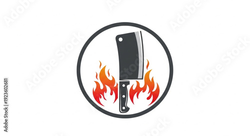 Flaming Pocket Knife Emblem Logo.