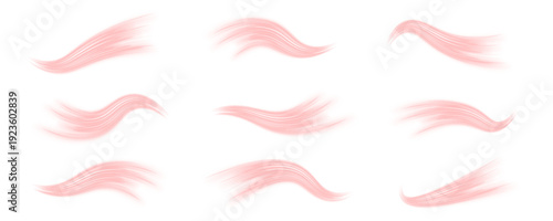 Red neon streaks curve elegantly in a PNG background. Sparkling particles enhance motion paths. Perfect overlay for cyberpunk and tech designs.