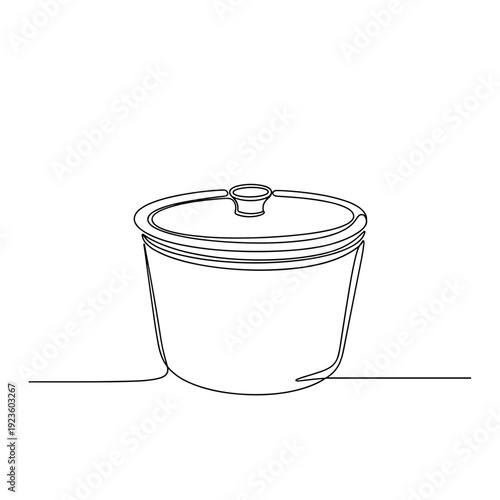 Round kitchen container with lid line art in black and white