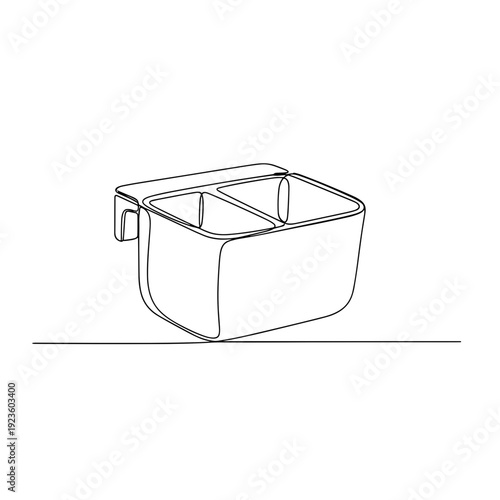 Sectioned storage container line art in black and white illustration