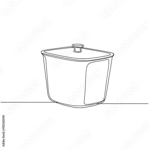 Kitchen storage container with lid line art in black and white