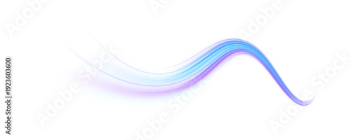 Cyan and violet neon streaks twist elegantly across a PNG canvas. Tiny glowing particles highlight movement. Perfect overlay for sci-fi and cyber visuals.