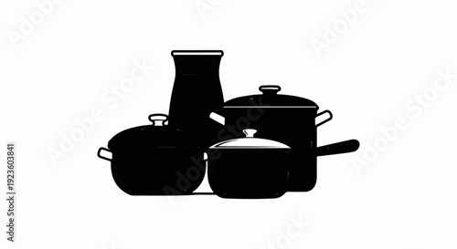 Collection of various cooking pots and pans with lids