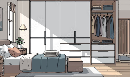 Wardrobe Closet Interior Isolated Transparent Background Flat 2D Vector