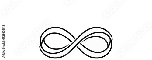 Black, stylized infinity symbol with triple loops on white background