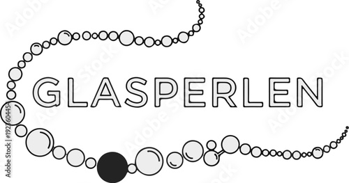 Delicate necklace design with the word "GLASPERLEN