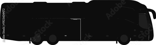 Black coach bus side profile silhouette, modern design