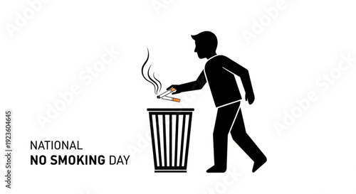 Man disposing of cigarette on national no smoking day for a healthier lifestyle