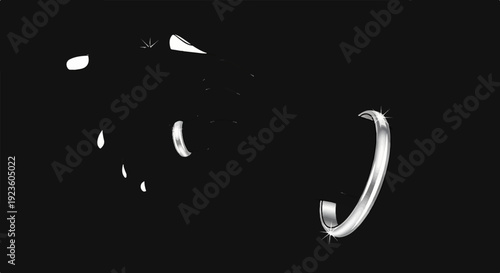 Abstract metallic curves and teardrop shapes against a dark background