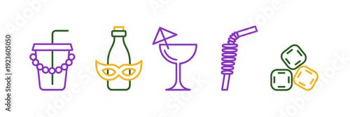 Colorful beverage icon vector sheet – Great for summer party planning, juice bar branding, or festive apps.