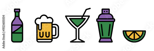 Festive drink and cocktail icons – Perfect for party invitations.