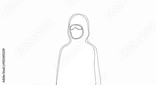 Abstract outline of a person in protective gear